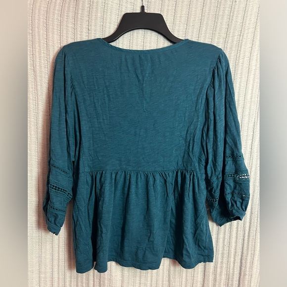 Anthropologie Teal Blouse with Button Accents - Picture 4 of 5